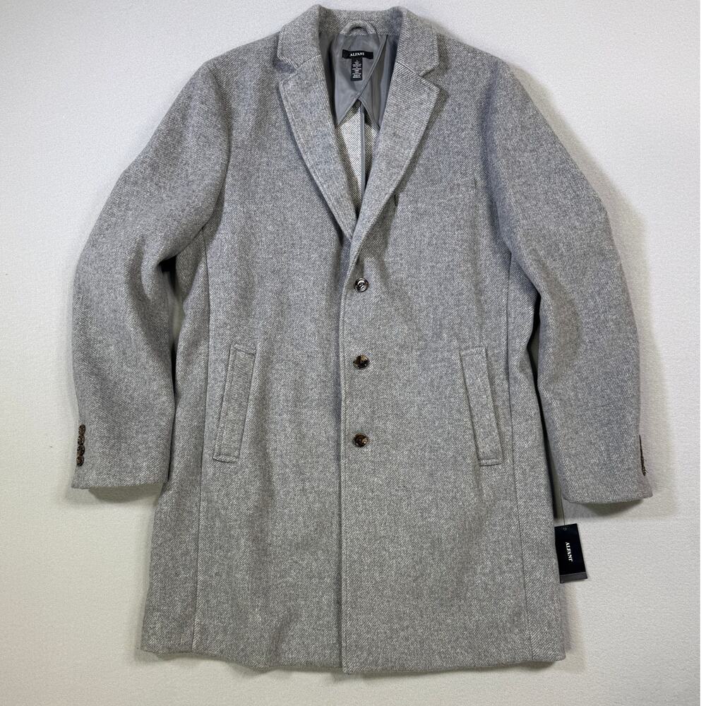 Alfani Men's Bruno wool blend mid length Coat grey large $190